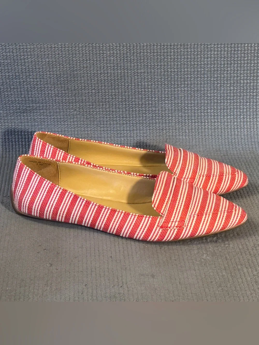 Talbots Francesca Driving Moccasins Red/White Stripe Shoes Women's Size 6.5